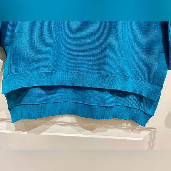 Women's Teal High Low Oversized Batwing Turtleneck Sweater Size Small - Picture 5 of 9